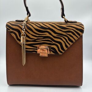 Dune London Tan and Zebra Crossbody Bag